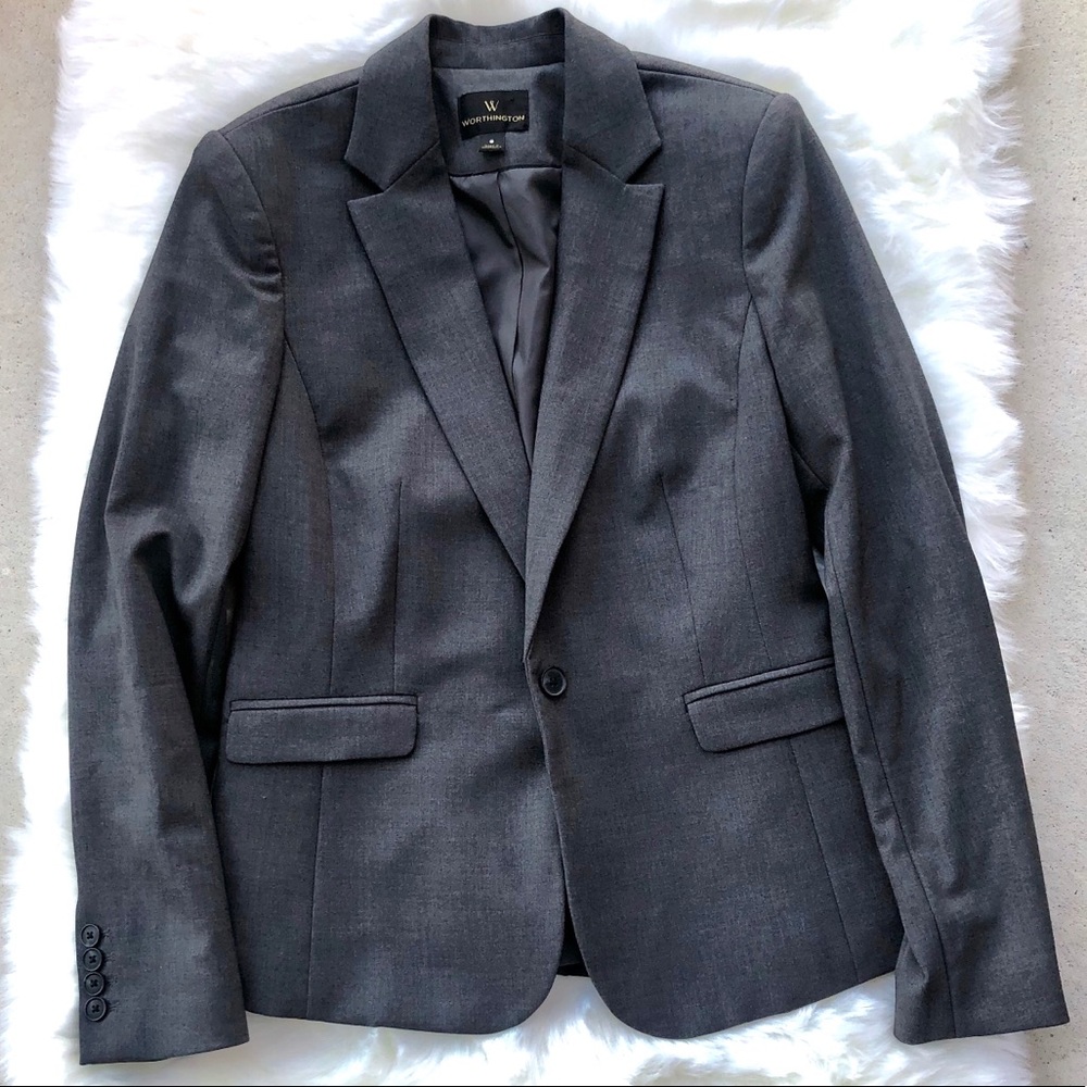 Worthington jacket blazer suit Sz 6 gray